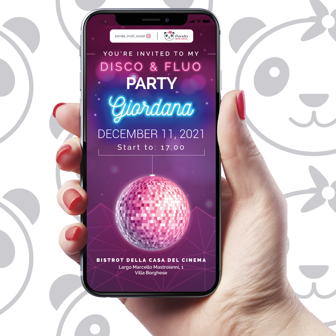 Invito digitale disco e fluo party