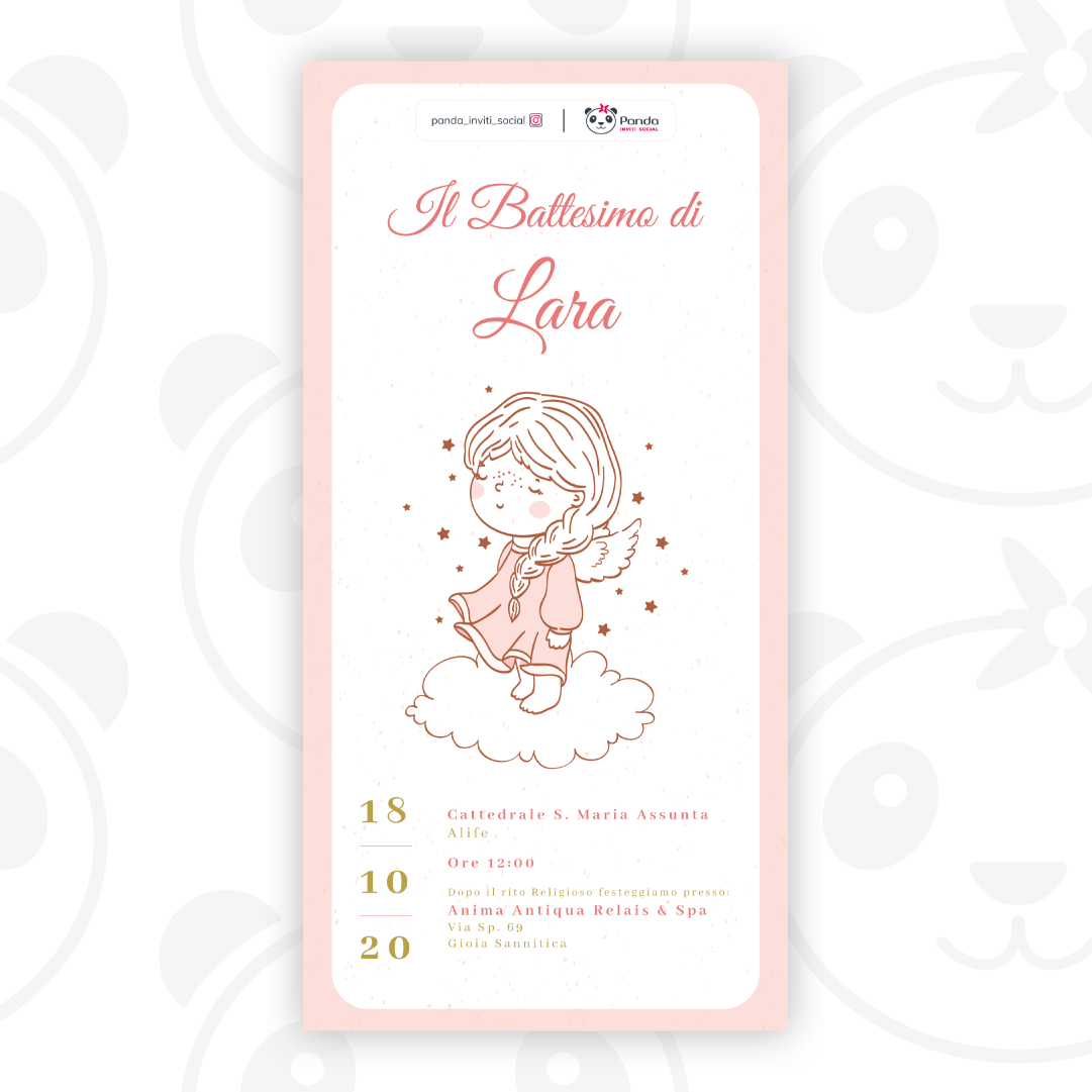 Invito digitale Battesimo bambina angioletto