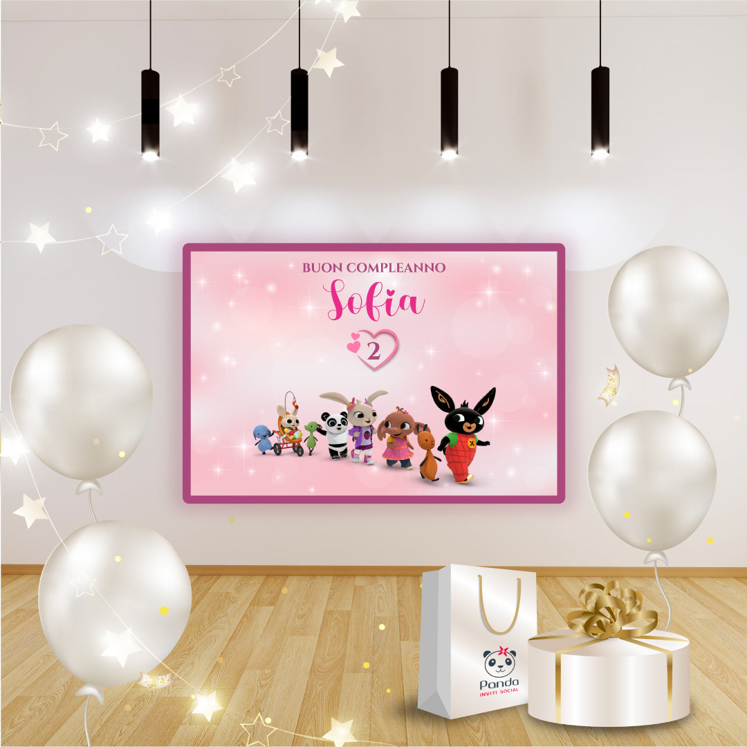 Bing Pink Birthday Banner