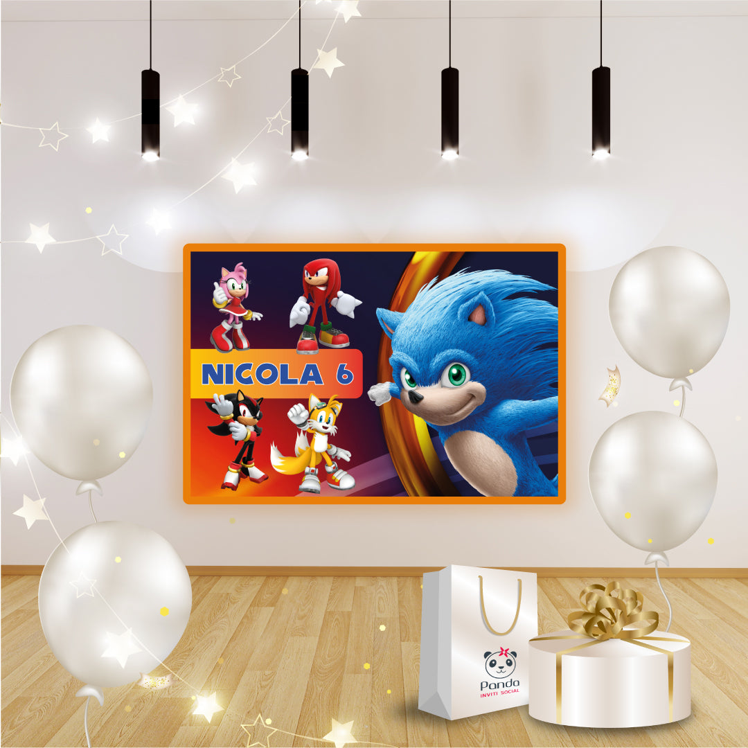 Banner compleanno Sonic – PandaInvitiSocial