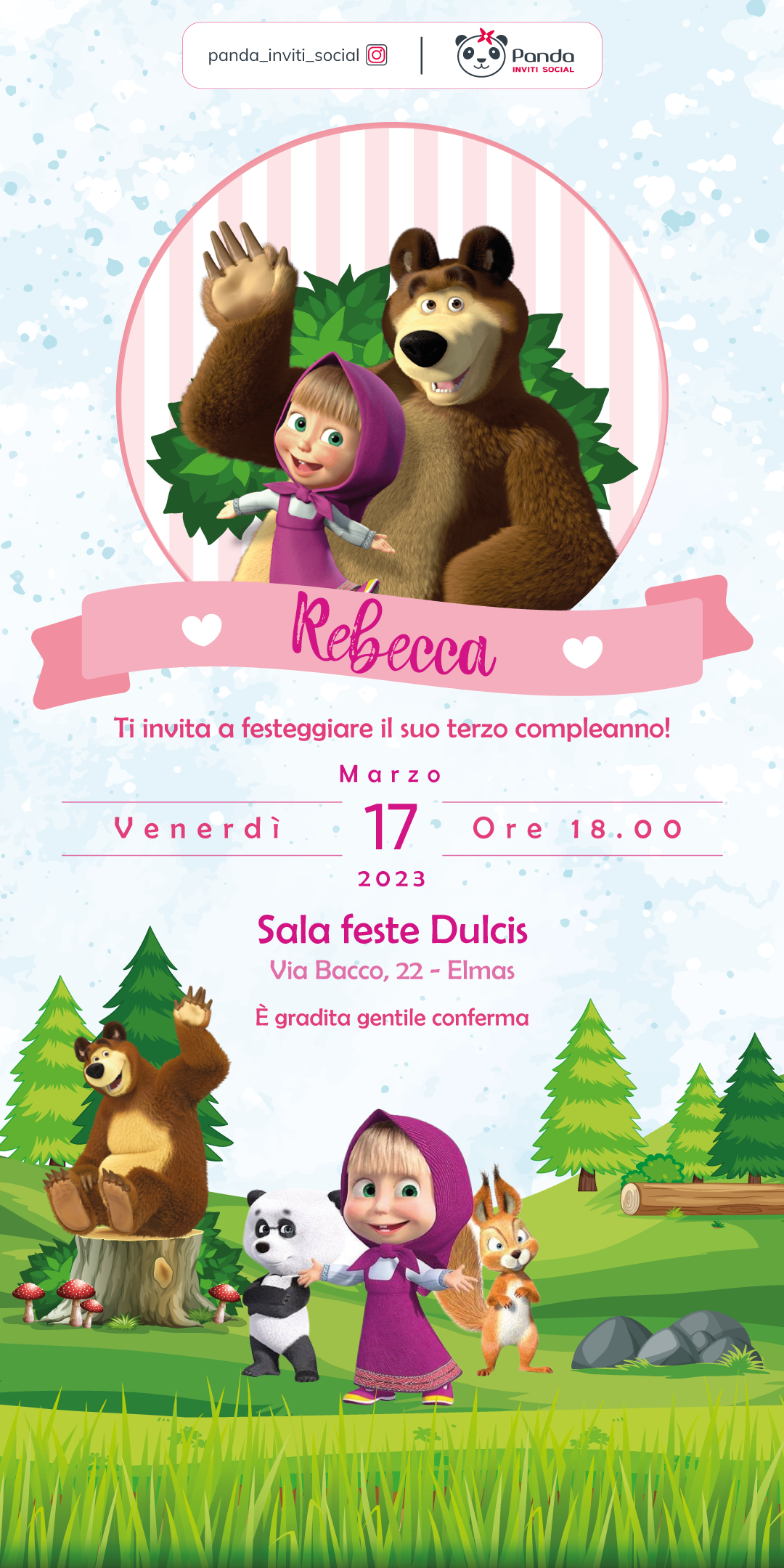 Invito digitale Masha e Orso
