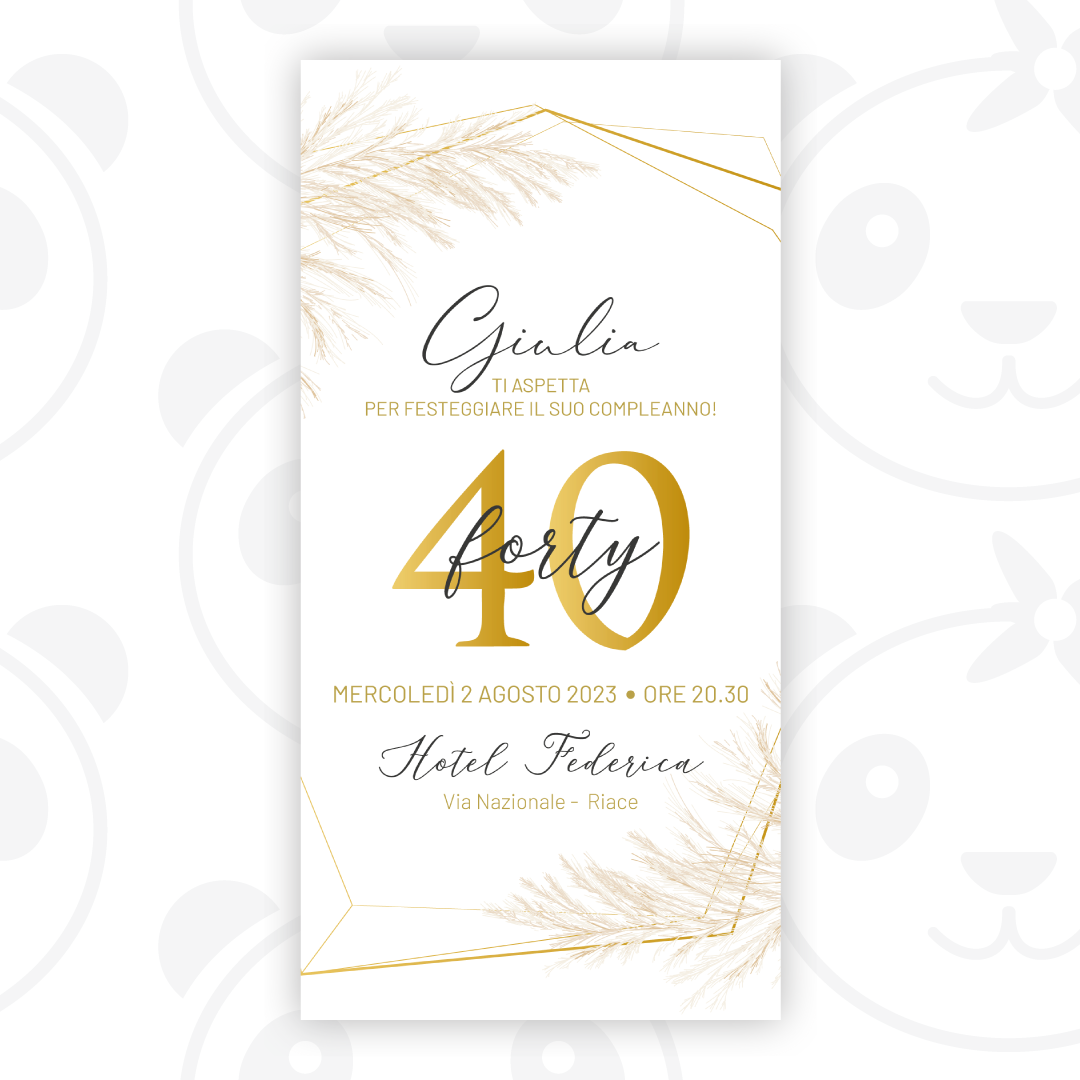 Compleanno adulti inviti 40 anni oro