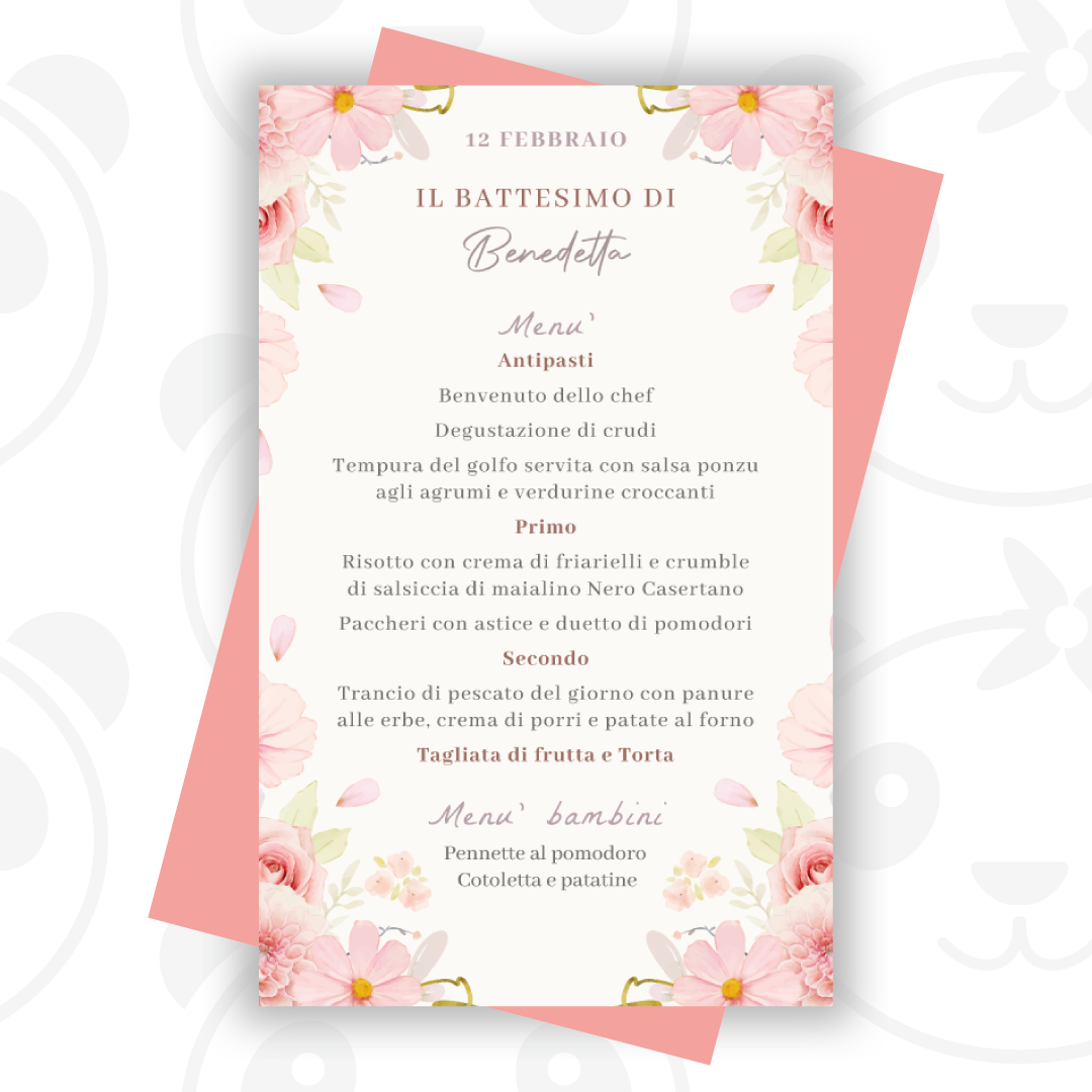 Menù Battesimo floreale