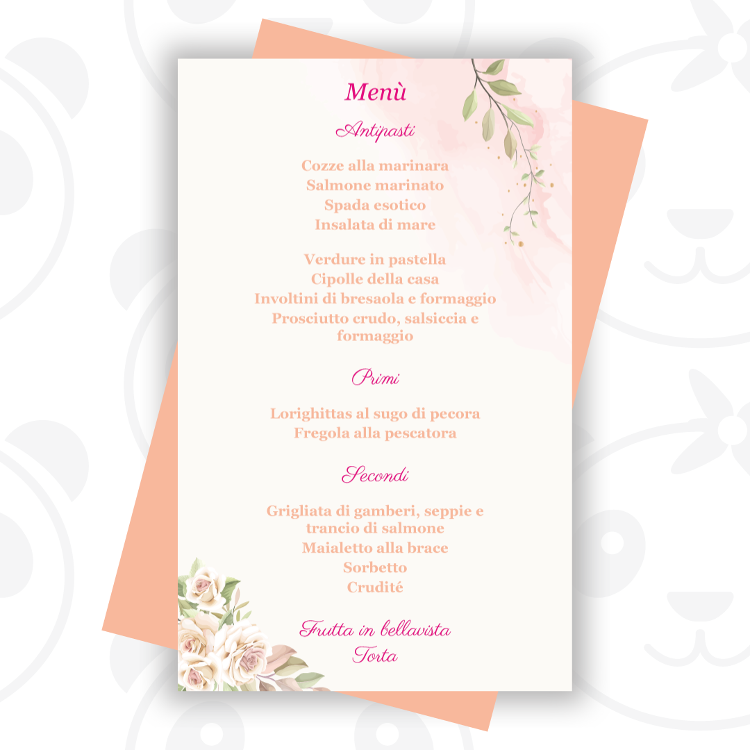 Menù compleanno rose
