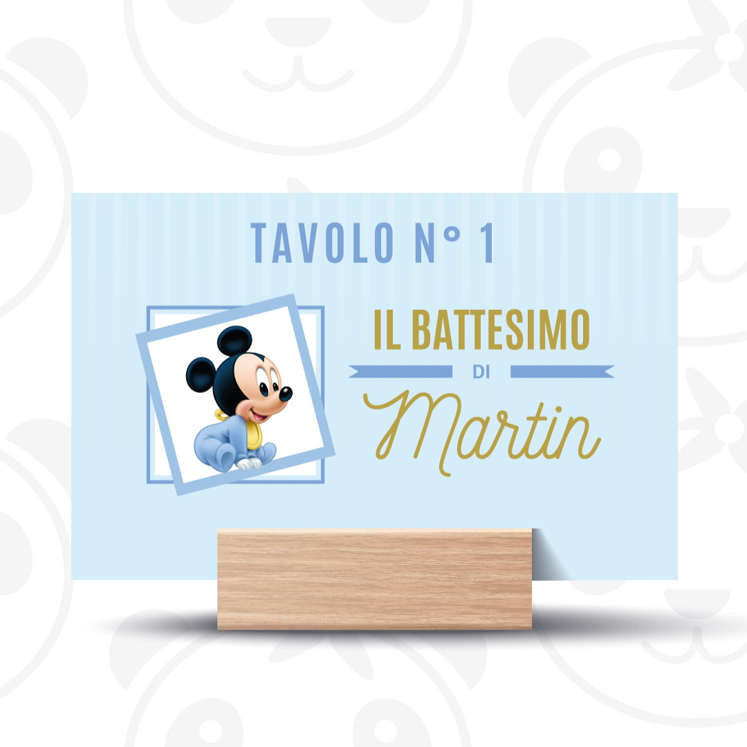 Segnatavolo Battesimo Topolino