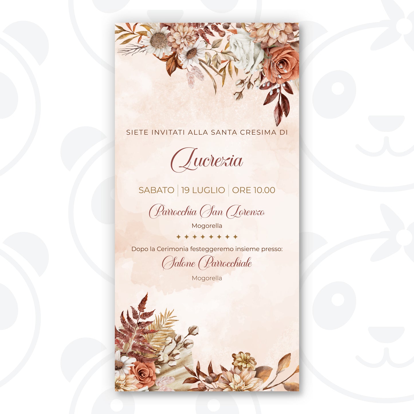Invito digitale Santa Cresima floreale