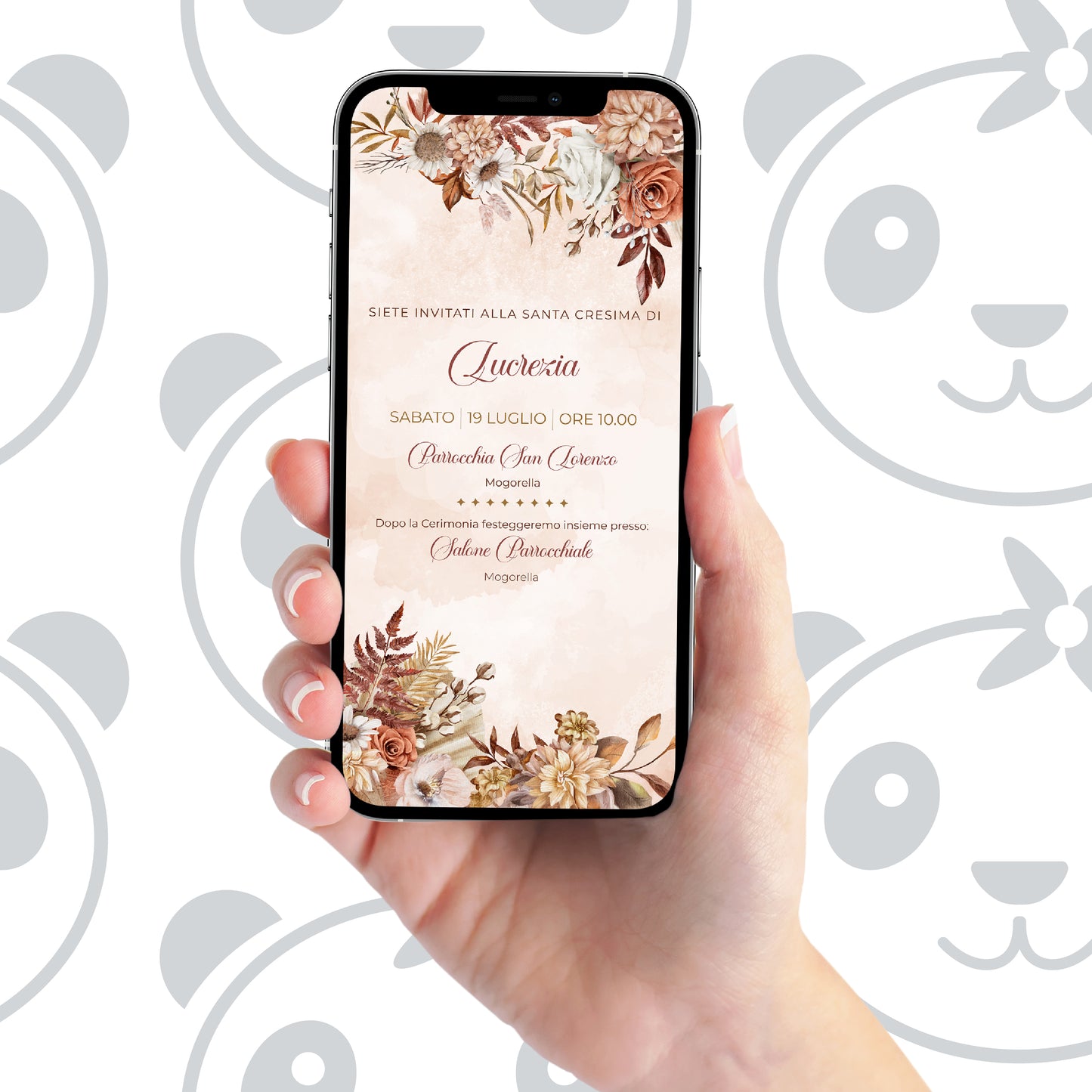 Invito digitale Santa Cresima floreale