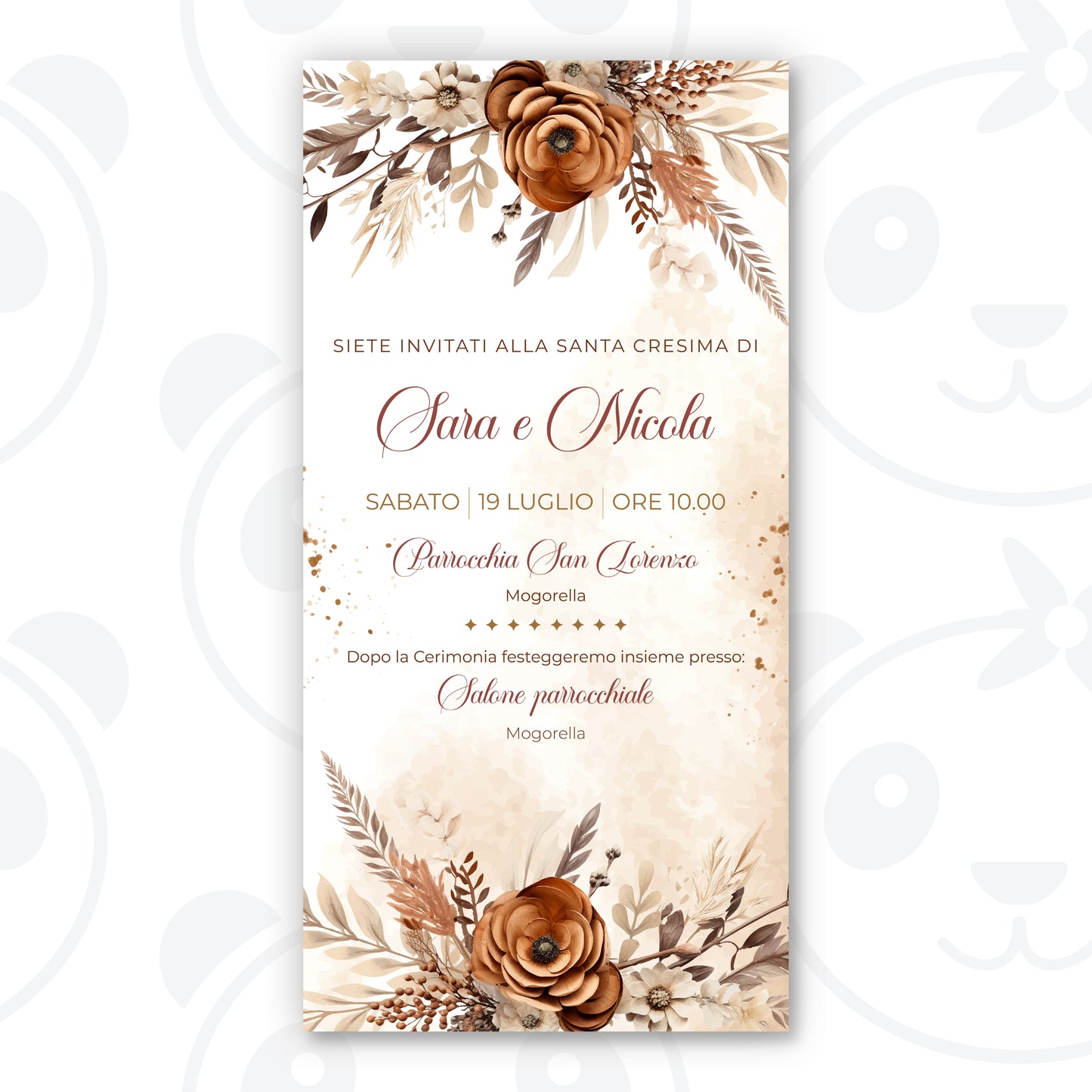 Invito digitale Santa Cresima floreale