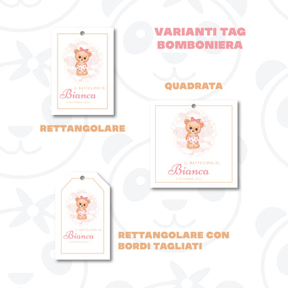 Tag Bomboniera Battesimo bambina orsetto