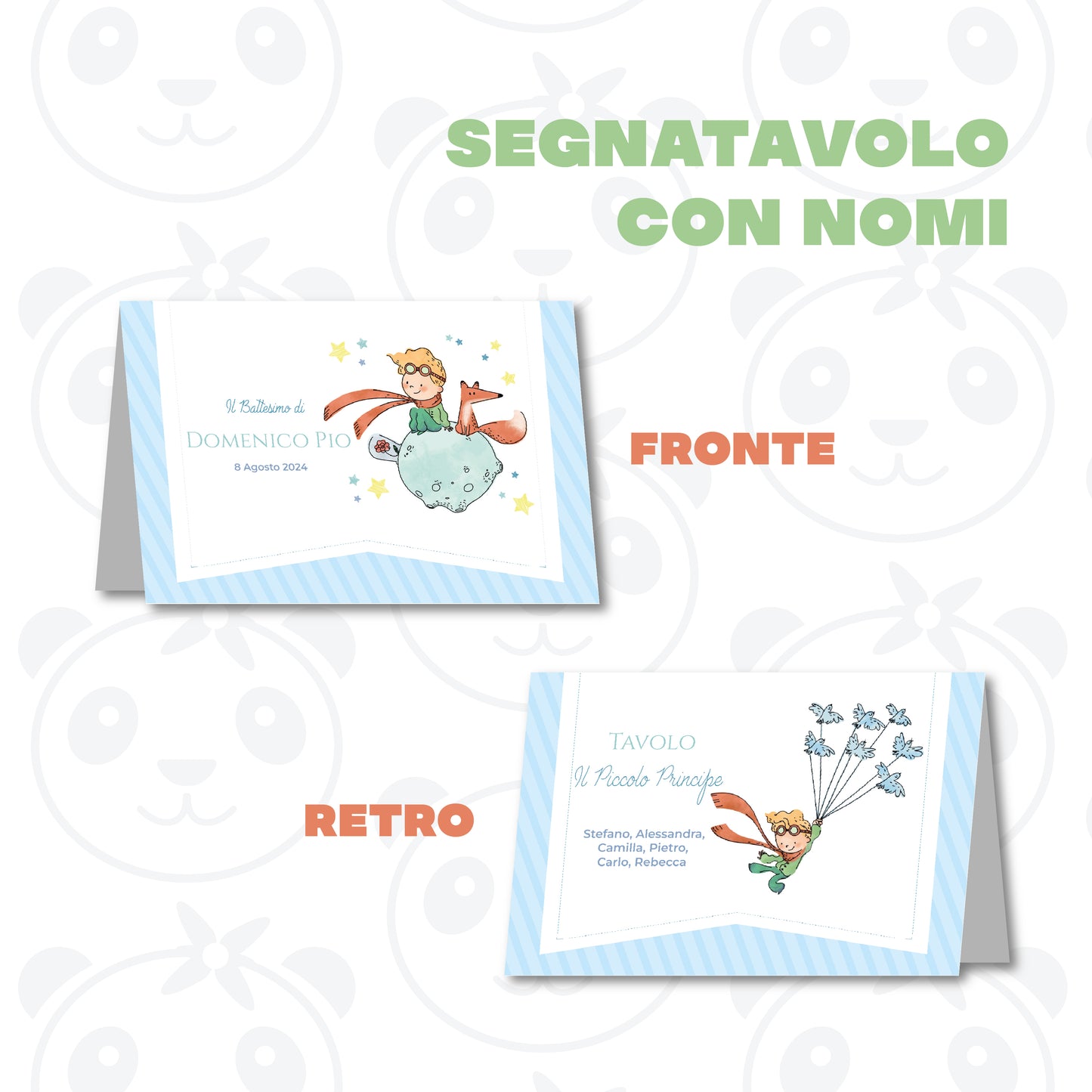 Segnatavolo pieghevole Battesimo Il Piccolo Principe