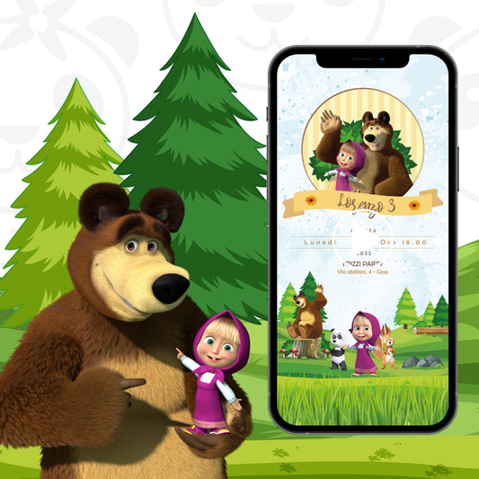 Invito animato Masha e Orso