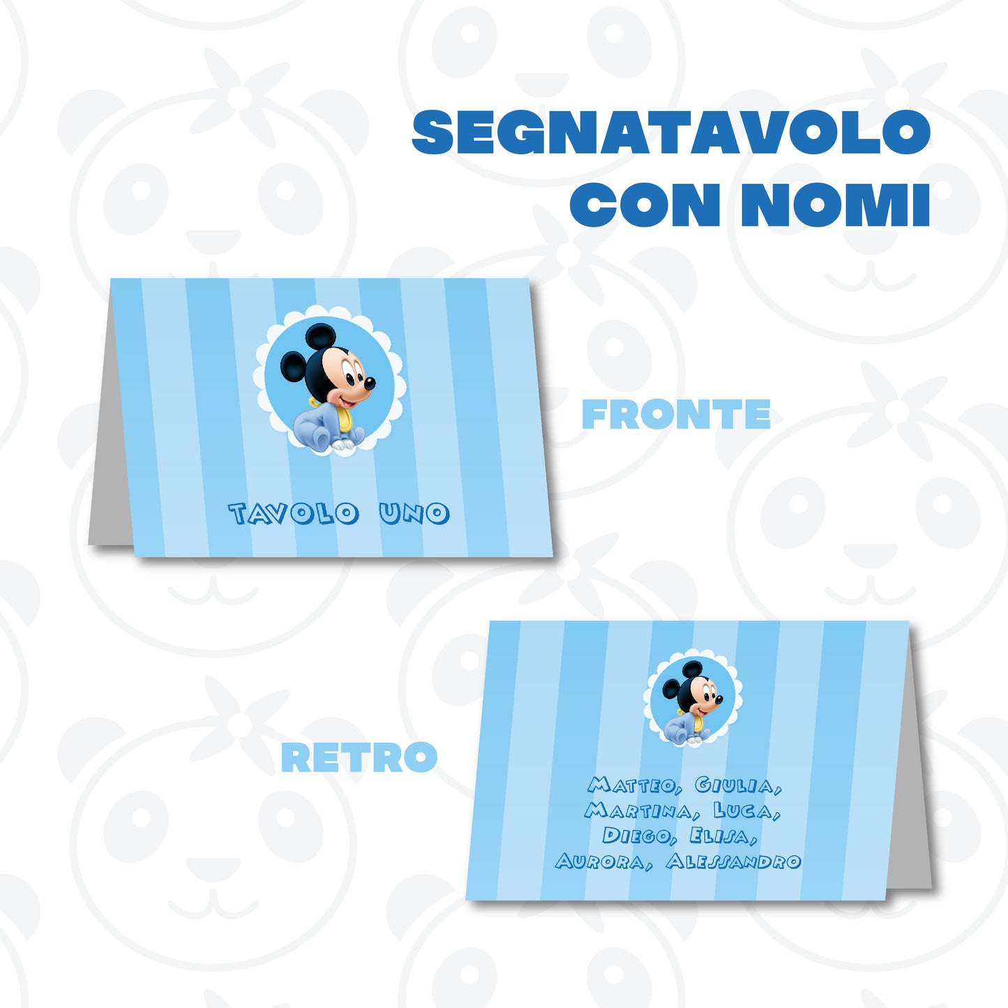 Segnatavolo pieghevole Battesimo Topolino