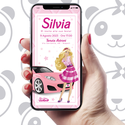 Barbie cartoon digital invitation