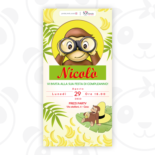 Curious George digital invitation