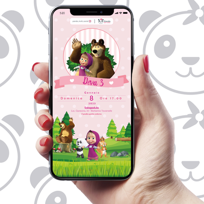 Masha and the Bear digital invitation