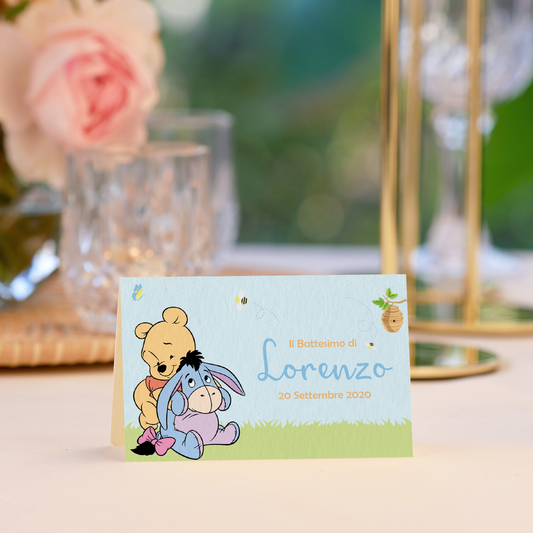 Segnatavolo pieghevole Battesimo Winnie The Pooh