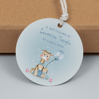 Tag Bomboniera Battesimo bambino giraffa