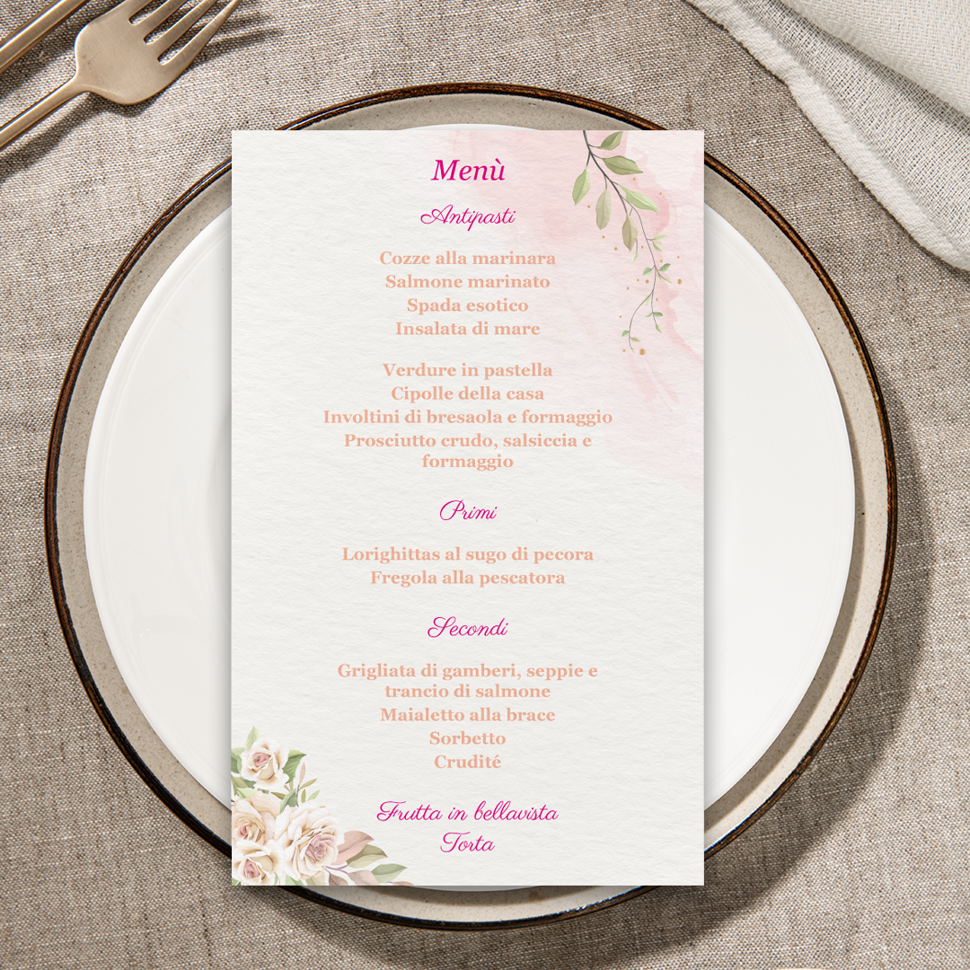 Birthday menu roses