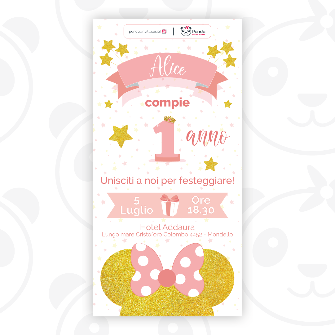 Invito digitale Minnie gold