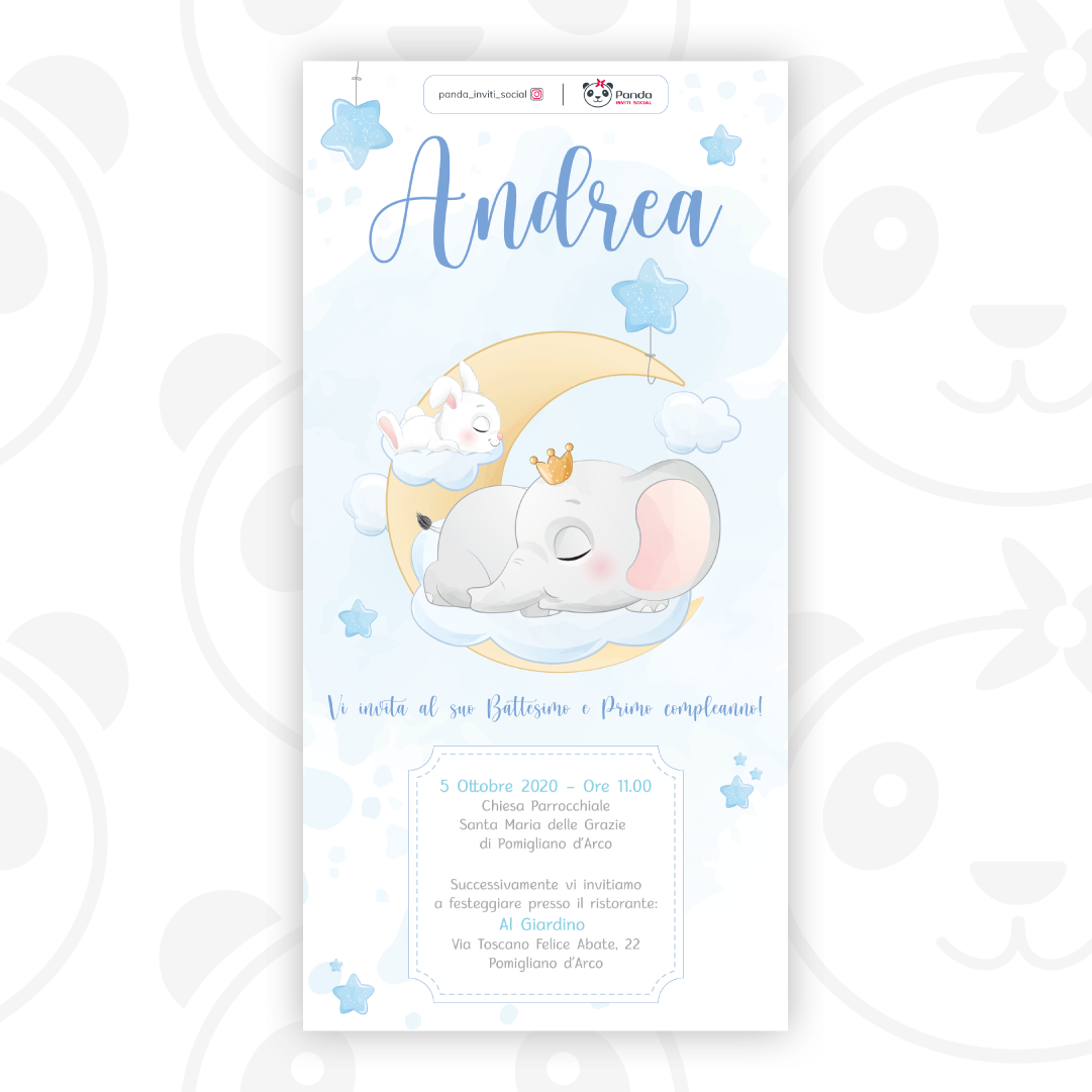 Baby elephant baptism digital invitation