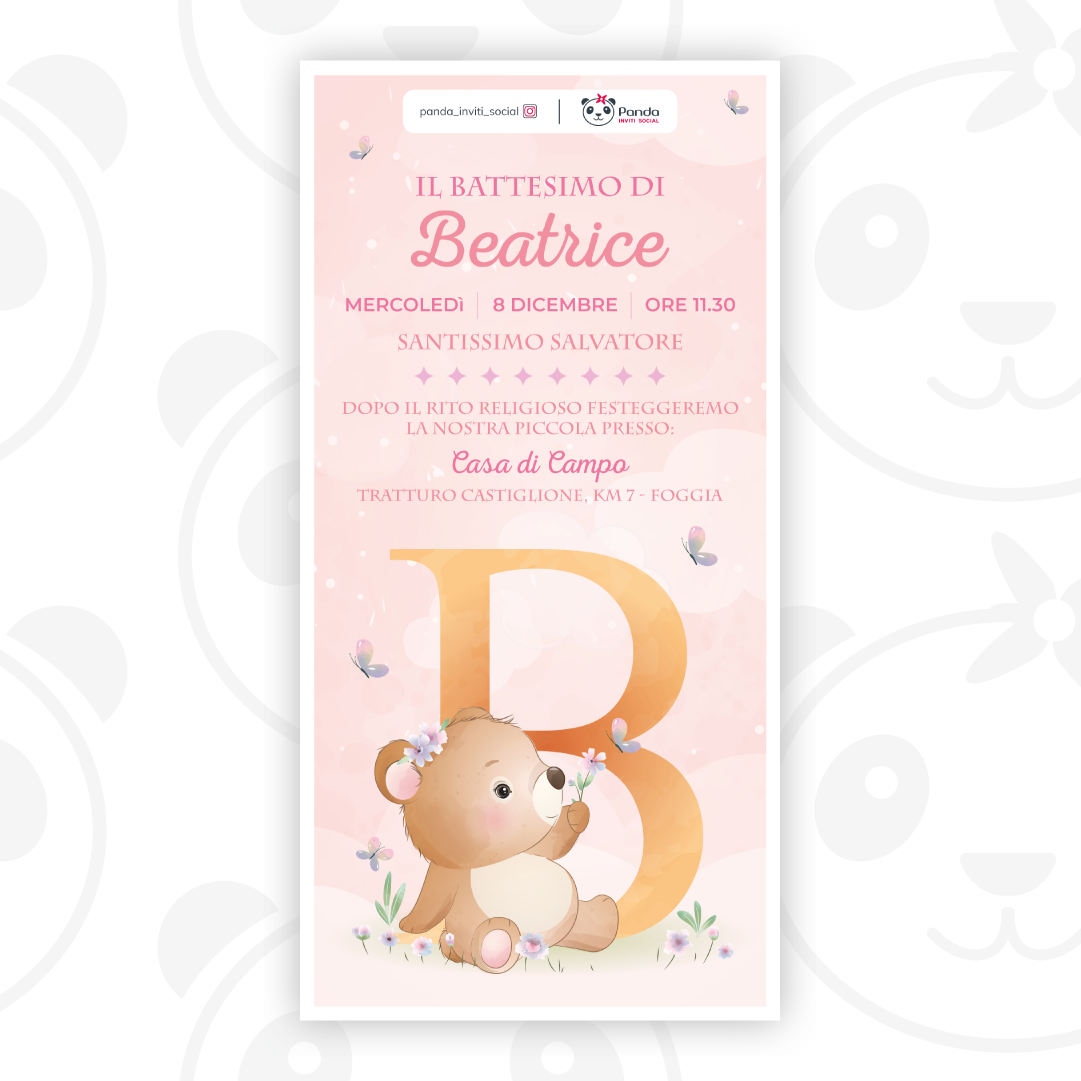 Baby bear baptism digital invitation