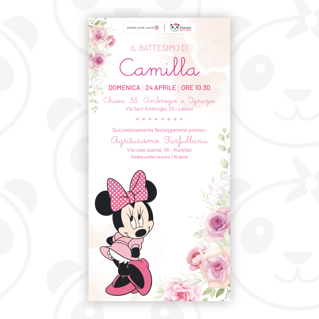 Invito digitale Battesimo bambina Minnie