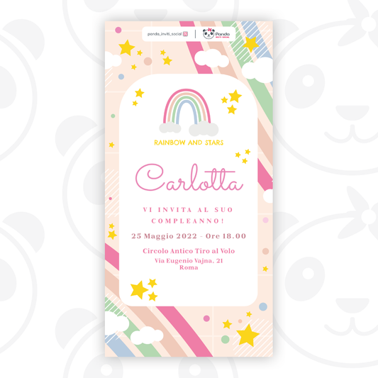 Rainbow and stars digital invitation