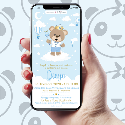 Baby bear baptism digital invitation