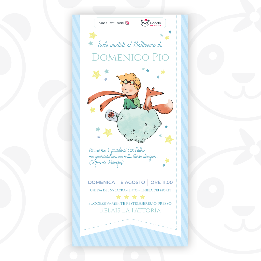 Invito digitale Battesimo bambino Piccolo Principe