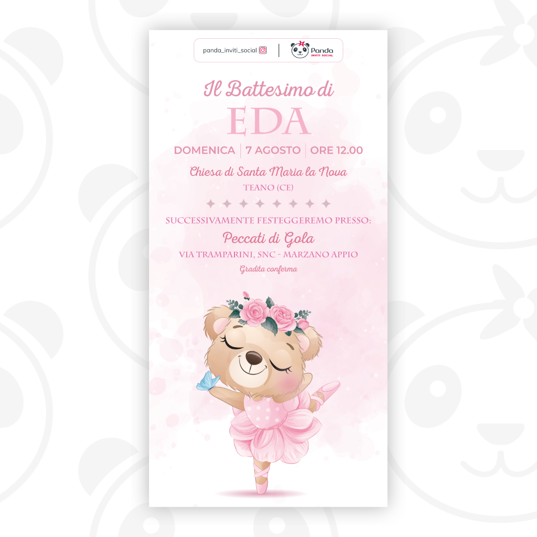 Baby bear baptism digital invitation