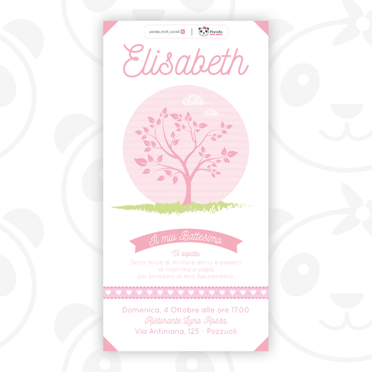 Tree of life baby girl baptism digital invitation