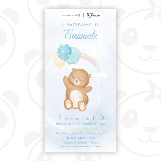 Invito digitale Battesimo bambino orsetto