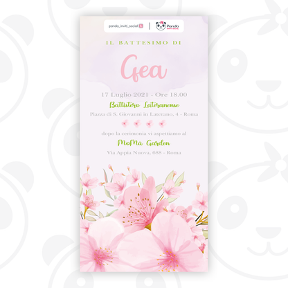 Floral baby girl baptism digital invitation