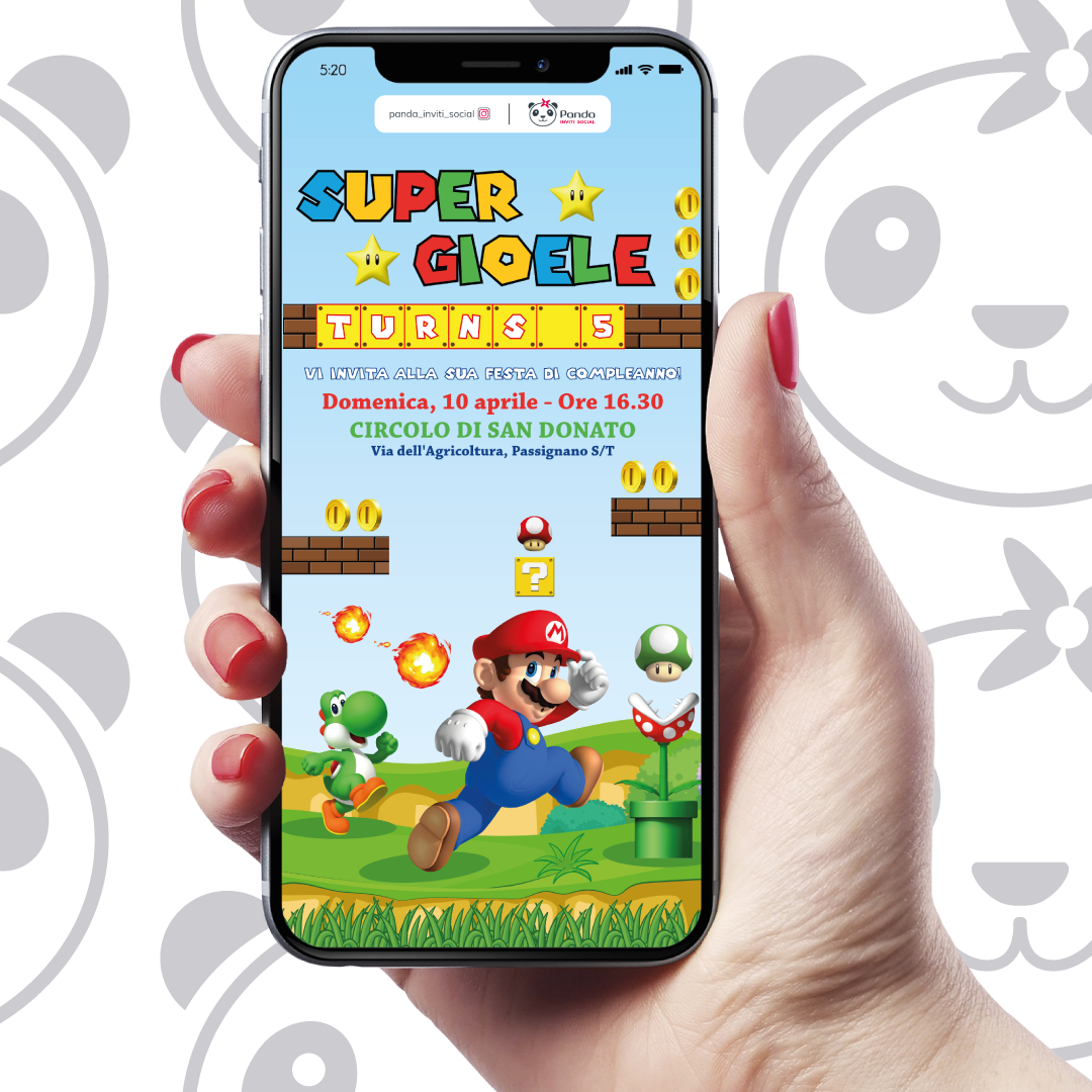 Banner compleanno Super Mario – PandaInvitiSocial