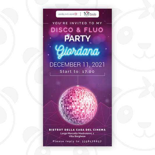 Invito digitale disco e fluo party