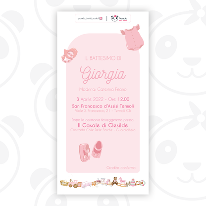 Baby girl baptism digital invitation