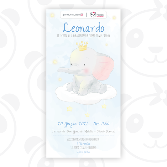 Invito digitale Battesimo bambino elefantino