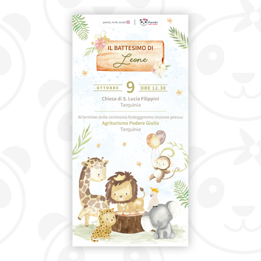 Invito digitale Battesimo bambino animaletti