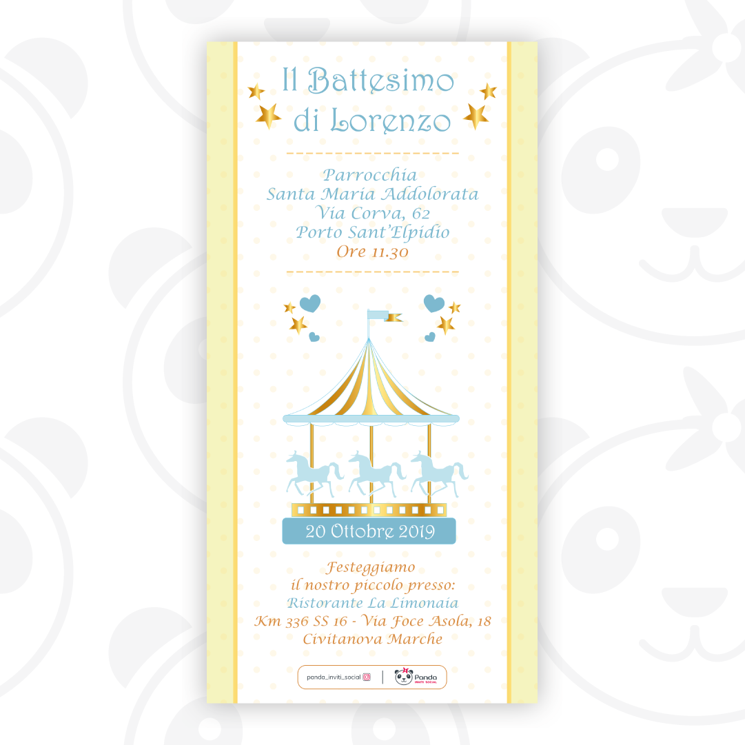 Invito digitale Battesimo bambino giostrine