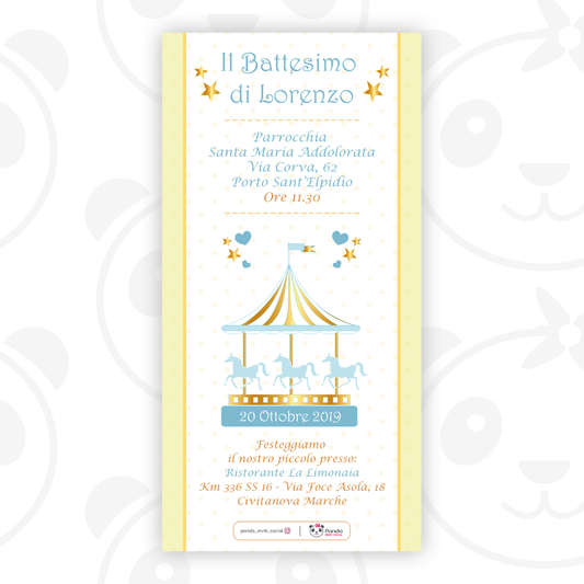 Invito digitale Battesimo bambino giostrine