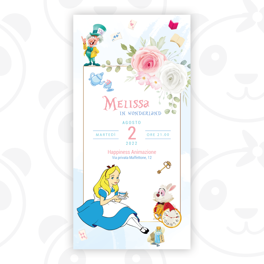 Alice in Wonderland digital invitation