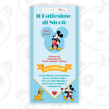 Invito digitale Battesimo bambino Topolino