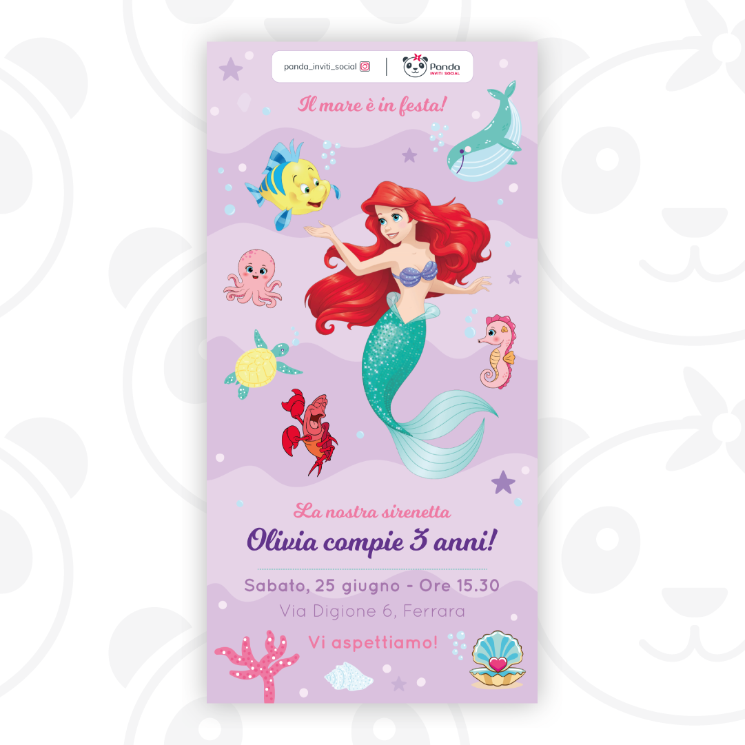 Ariel the little mermaid digital invitation