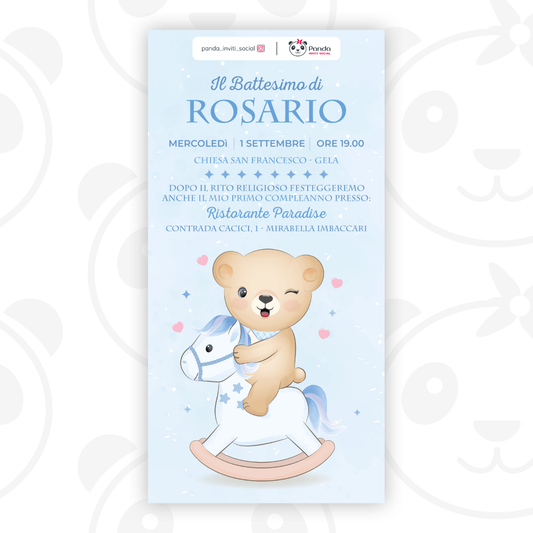 Invito digitale Battesimo bambino orsetto