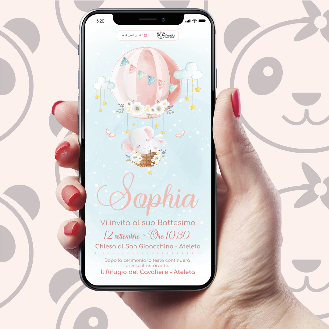 Invito digitale compleanno bambina con regalo – PandaInvitiSocial