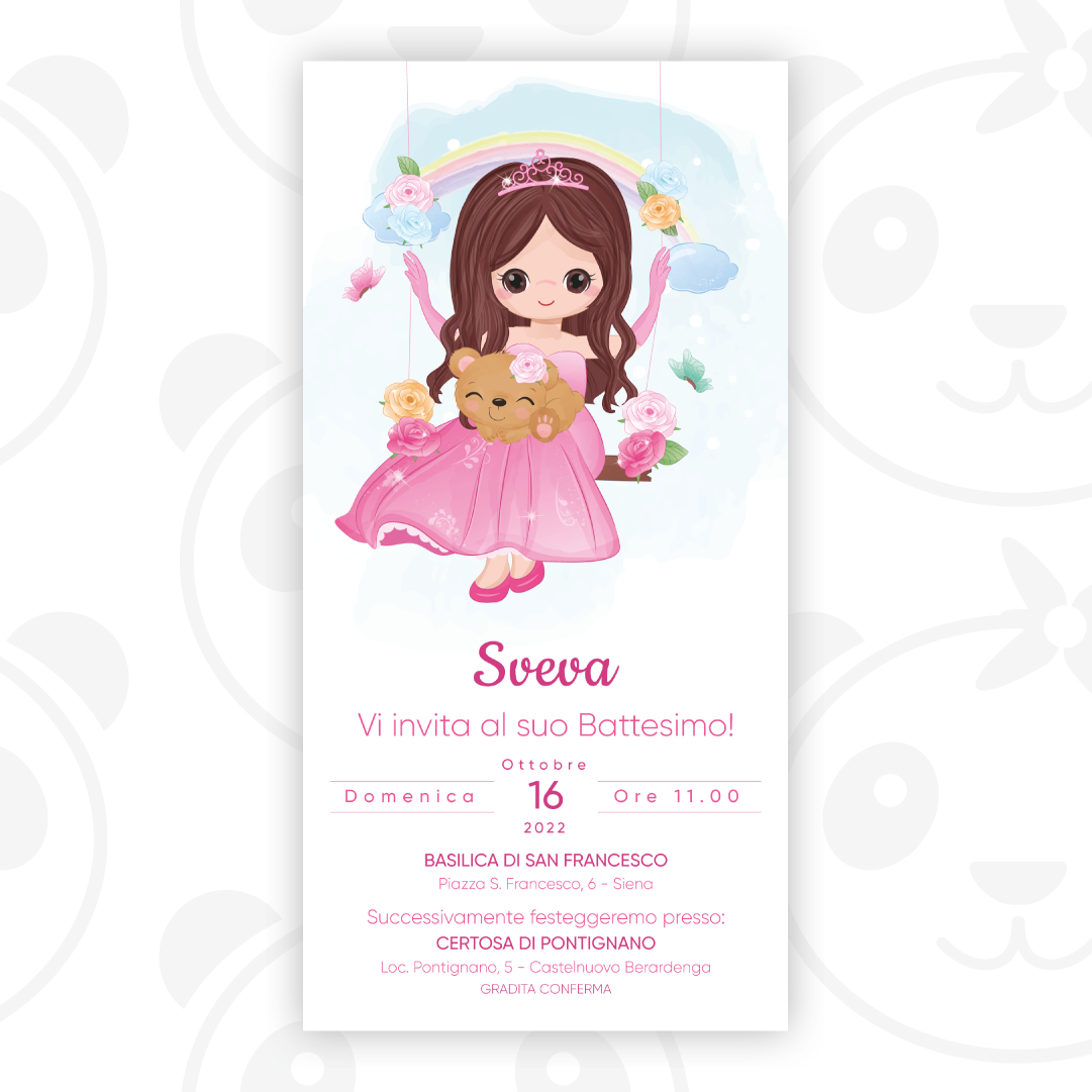 Baby princess baptism digital invitation