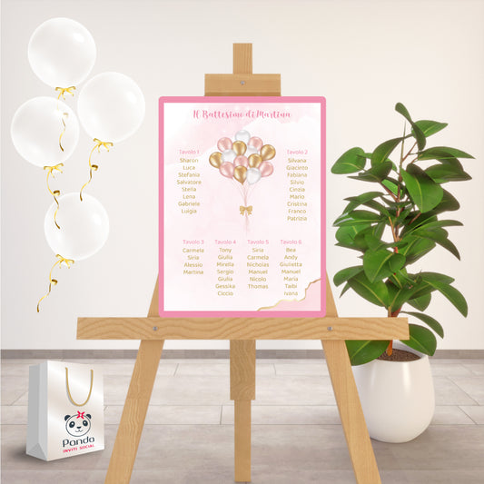 Tableau Battesimo bambina palloncini