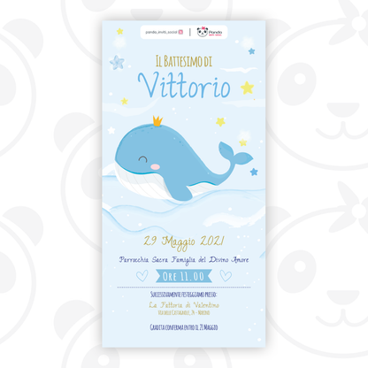 Invito digitale Battesimo bambino balena