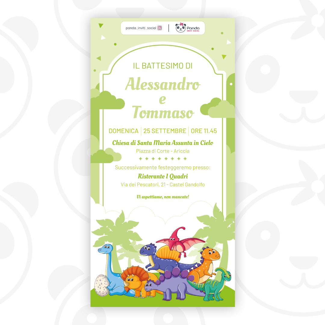 Dinosaur baby baptism digital invitation