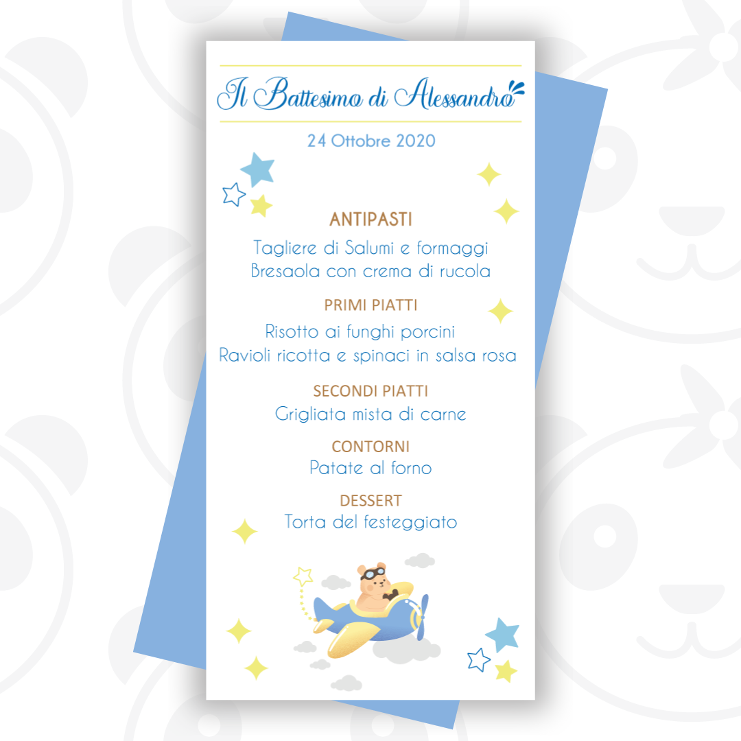 Baptism menu